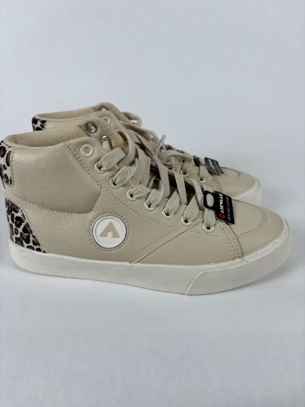 Airwalk, High-tops, NWOT, Leopard Print Heel, Color Cream,‎ Size 6 Women's